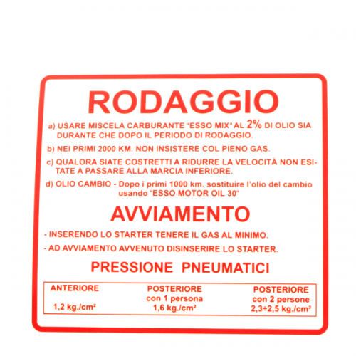 ADESIVO RODAGGIO VESPA 50...