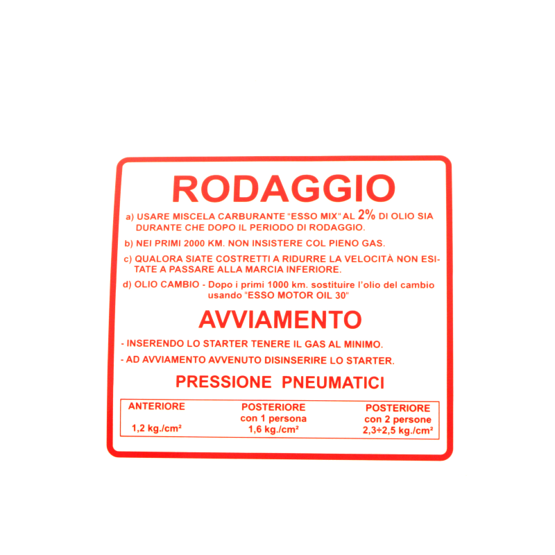 ADESIVO RODAGGIO VESPA 50 90 125 PMV ET3