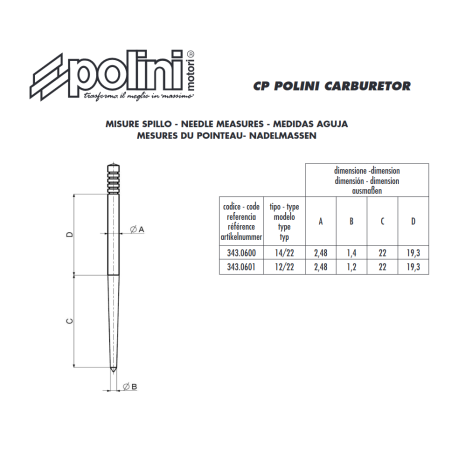 SPILLO CONICO CARB. CP 12/22