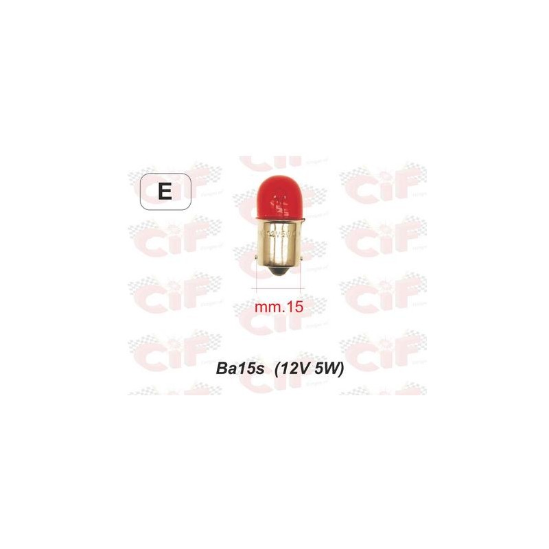 LAMPADINA BA15s 12V-5W COLORE ROSSO